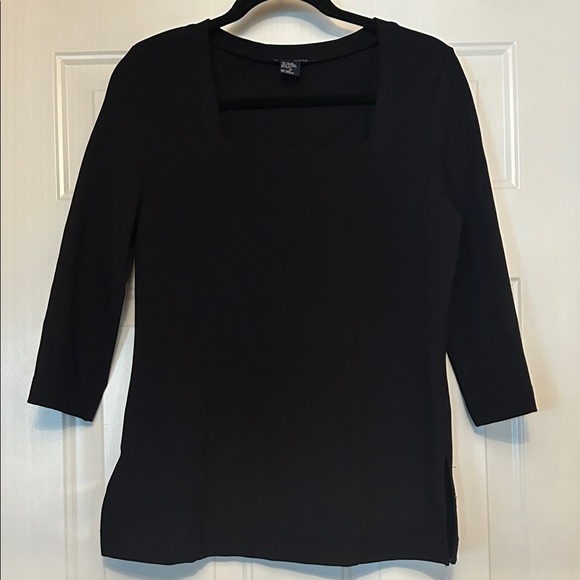 Boston Proper's Beyond Travel Top MED Black Square Neckline - Picture 2 of 13